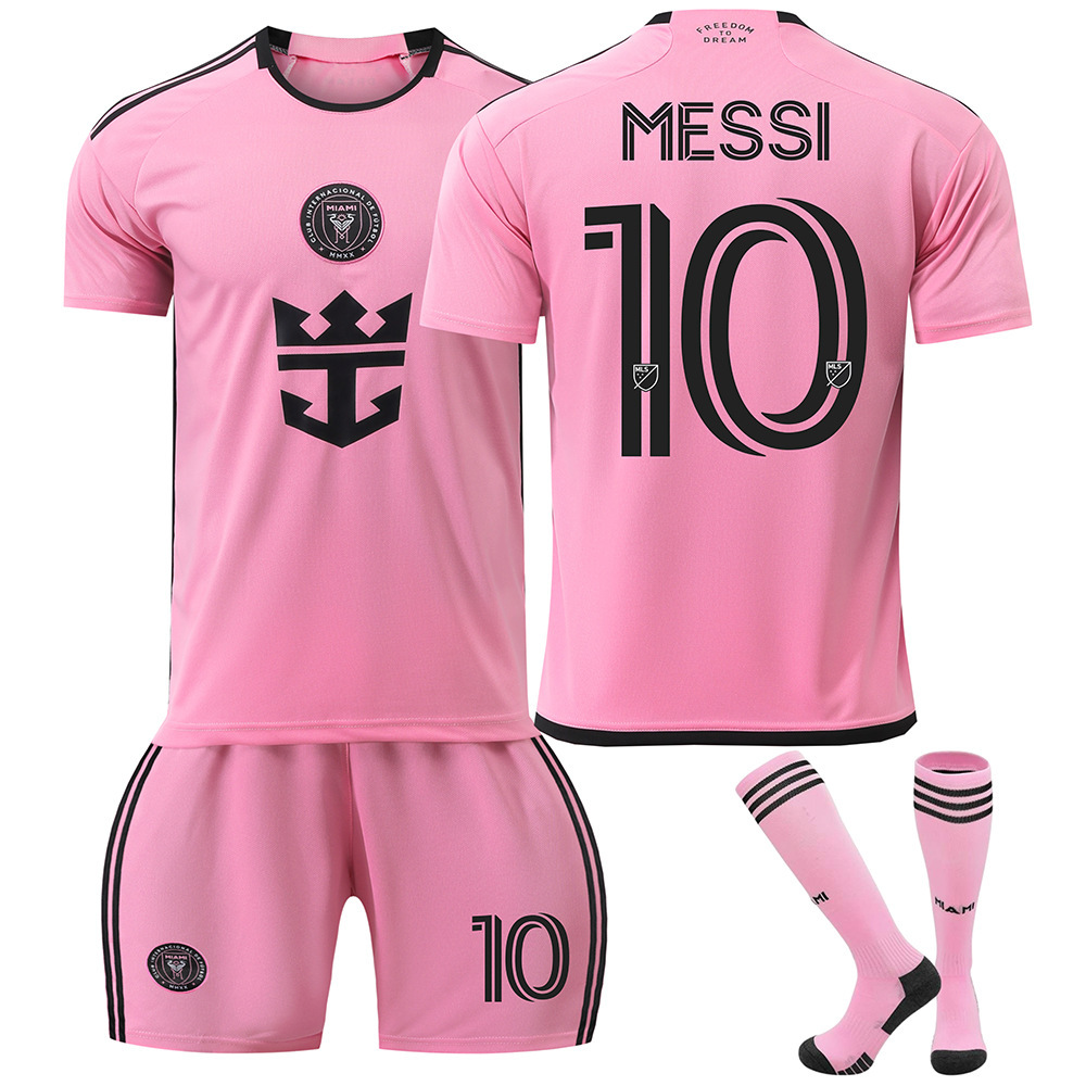(Kids 2~3 Years) Miami Messi Kit Football Kit for Kid No. 10 Football Jersey Set Shirts Shorts and Socks 2024 2025 Season Football Fan Boys Girls Christmas  Birthday Gift