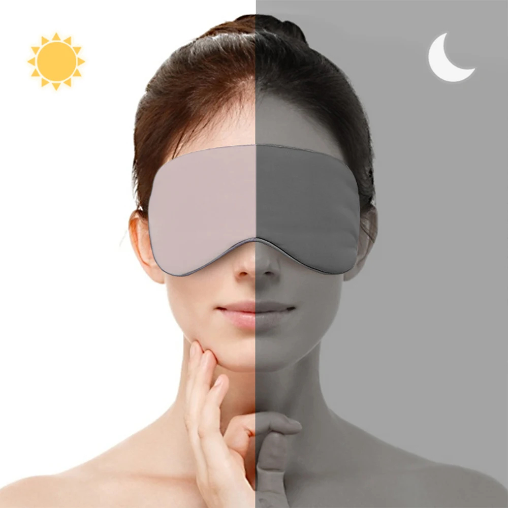 (Grey) Sleep Eye Mask Shading Relief Eye Fatigue Double-Sided Available Breathable Blindfold Eye Patch Eyeshade Protable Unisex