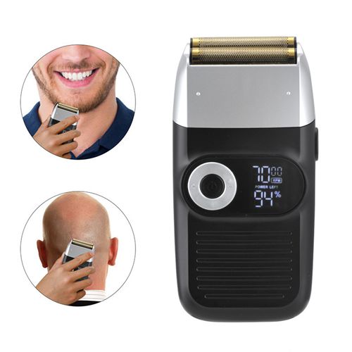 Mens Dual Blade Electric Shaver and Hair Clipper Portable Grooming Tool with LCD Display