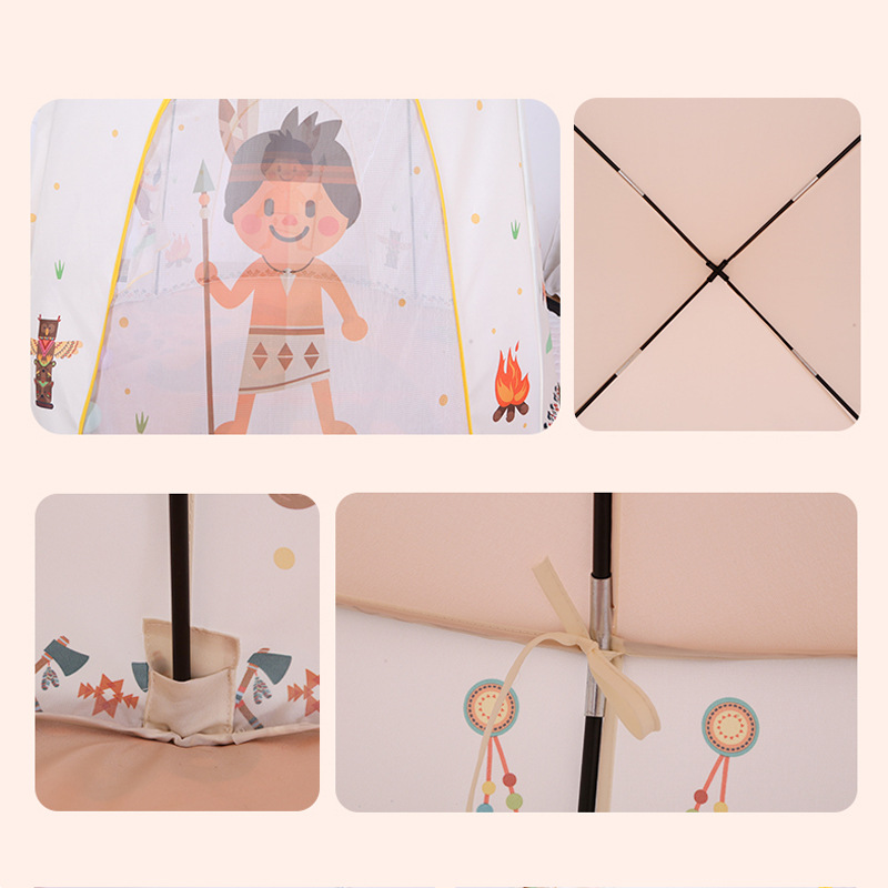 Childrens Foldable Teepee Tent Indian-Themed Playhouse for Indoor Fun