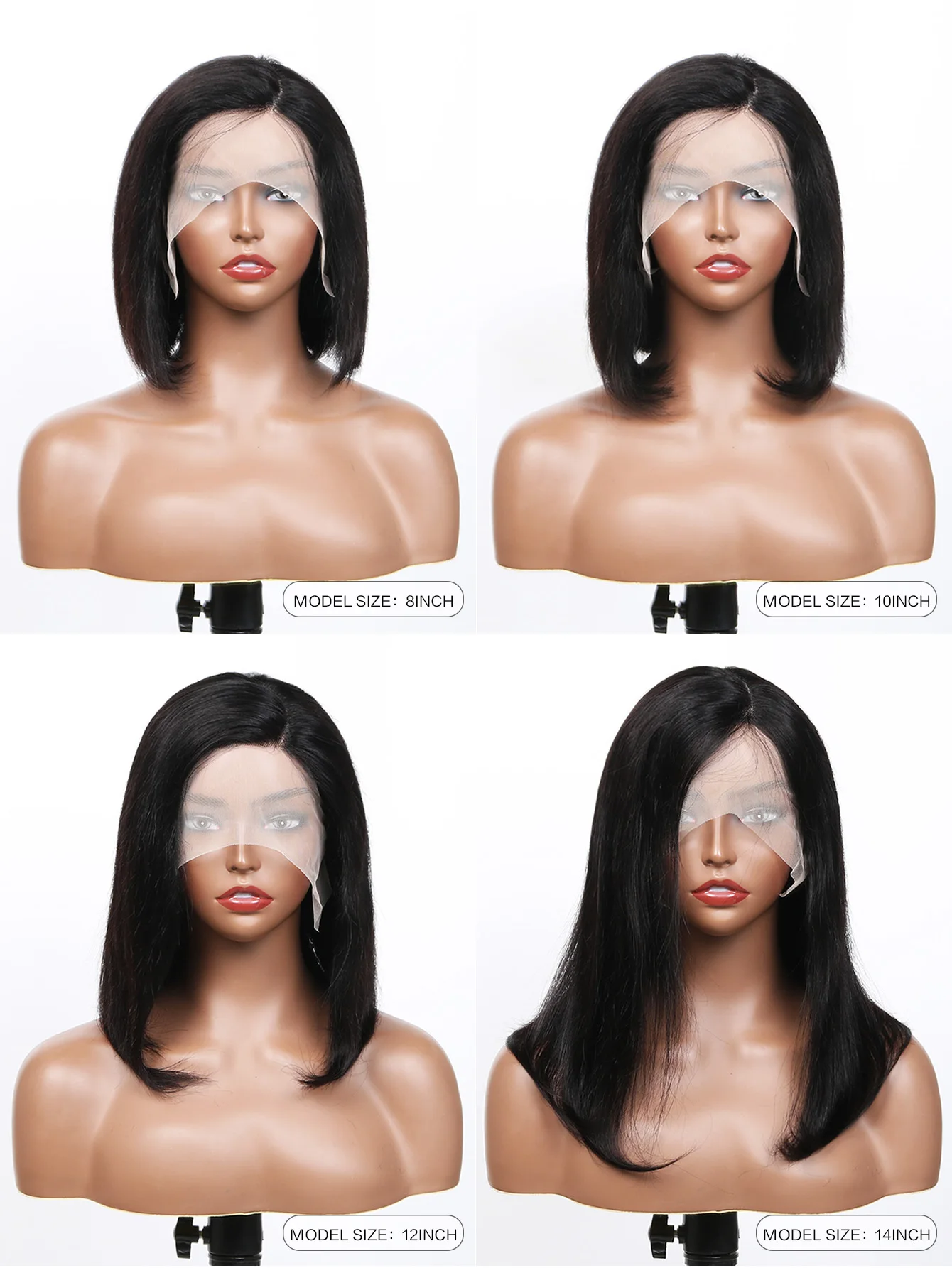 (4x4 8inches) Short BOB Wig T Part Side Part Bob Wigs Lace Frontal Cuticle Aligned Pre Plucked Brazilian Human Hair for Black Women