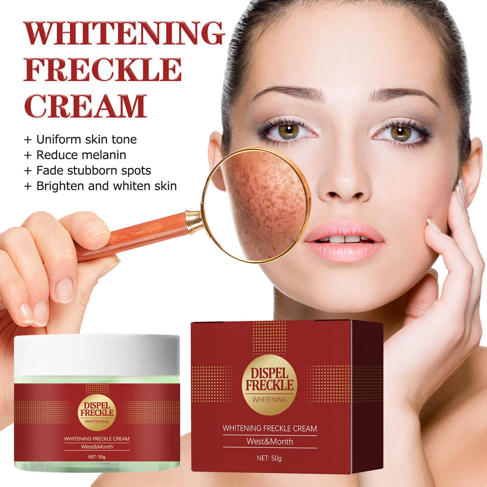 Whitening Freckle Cream Reduce Melasma Improve Dullness Spots Lightening Pigment Corrector Whitening Skin Tone Repair Sunburn Fade Dark Spots Remove Facial Blemish
