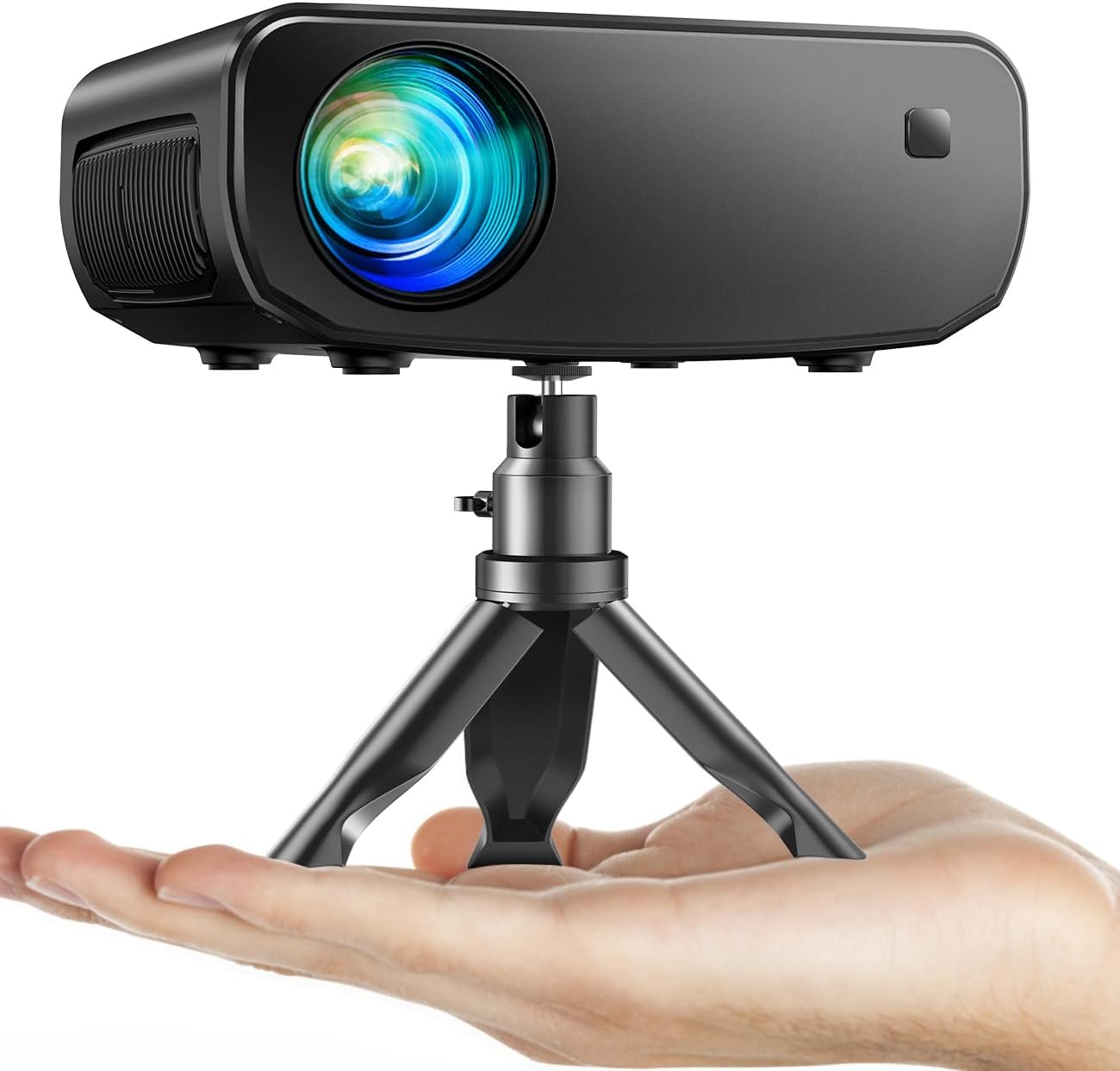 Projector WiFi Mini Projector Full HD 1080P 13000 Lux Portable projector Compatible with iOS Android Tablet PC TV Stick USB Tripod included