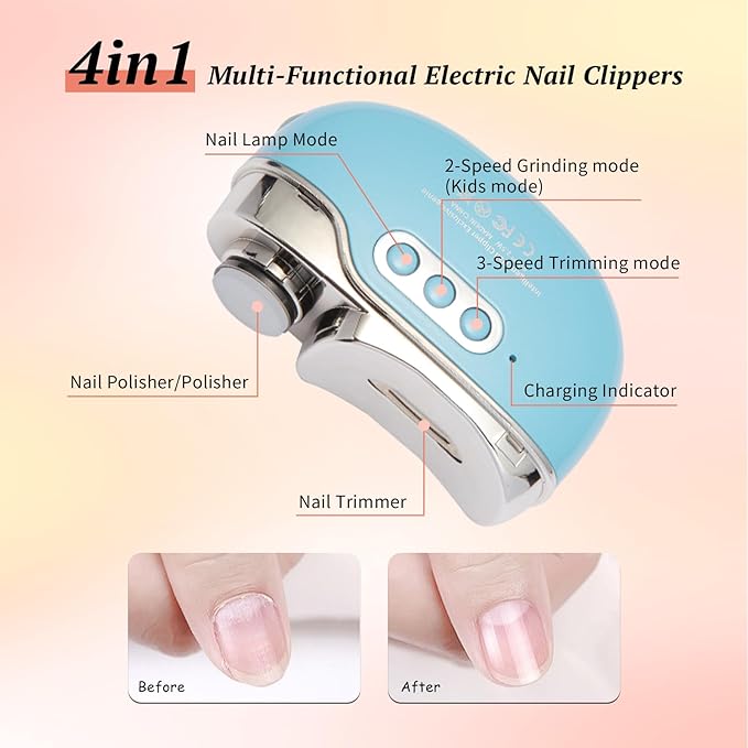 4 in 1 Electric Nail Clippers with Nail Lamp Rechargeable