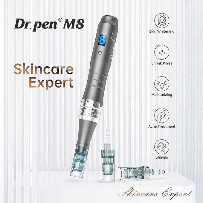 (M8) Dr.Pen M8 Microneedling Pen Wireless Micro Needling Devices Skin Care Tool Kit Face Body Acne Scars Wrinkles 5pcs 16pin 5pcs 36pin Replacement Cartridges