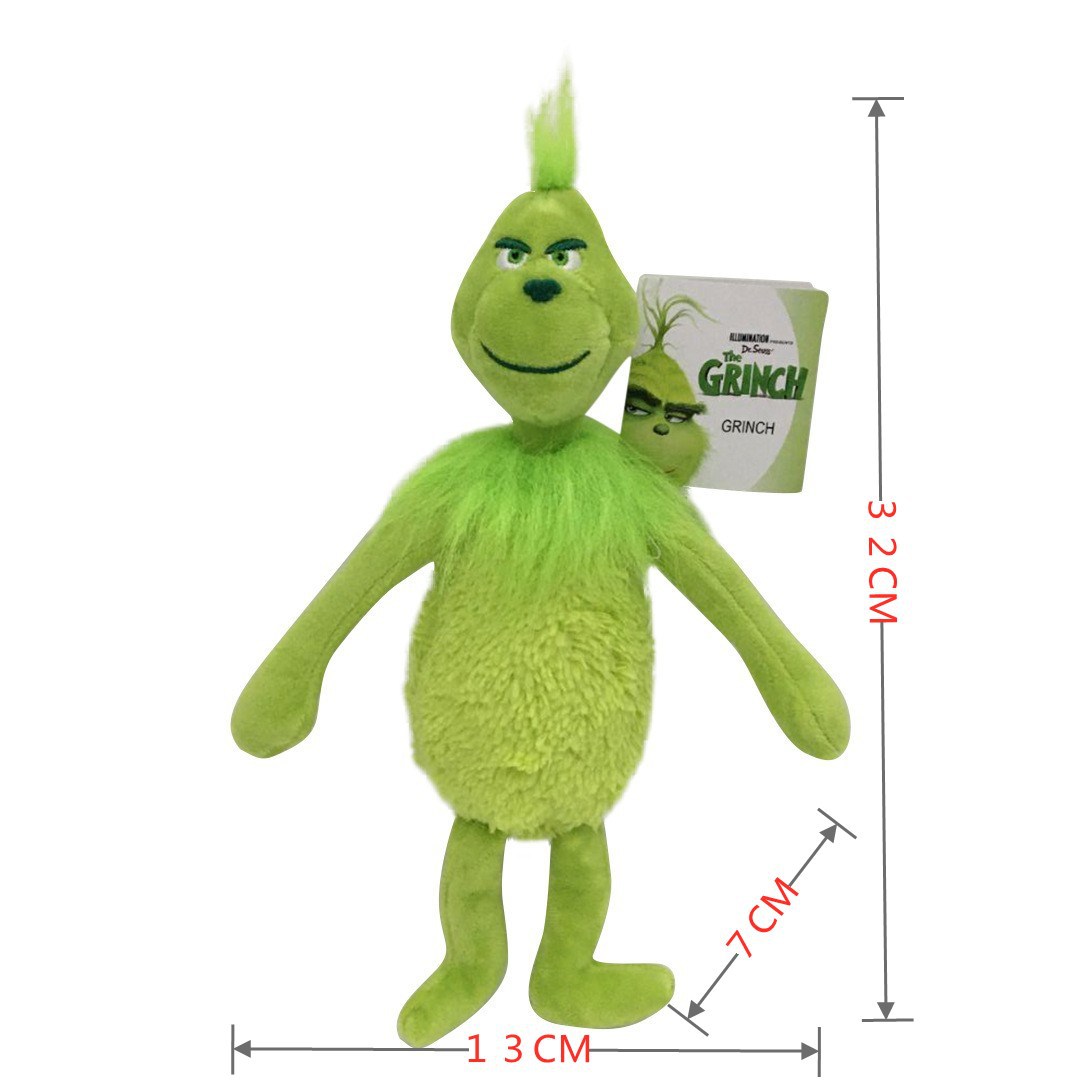 (1 pc) Christmas Grinch Plush Doll Soft Stuffed Toy 32cm Cute Xmas Birthday Gift for Children Girls Boys Room Decorations Green New