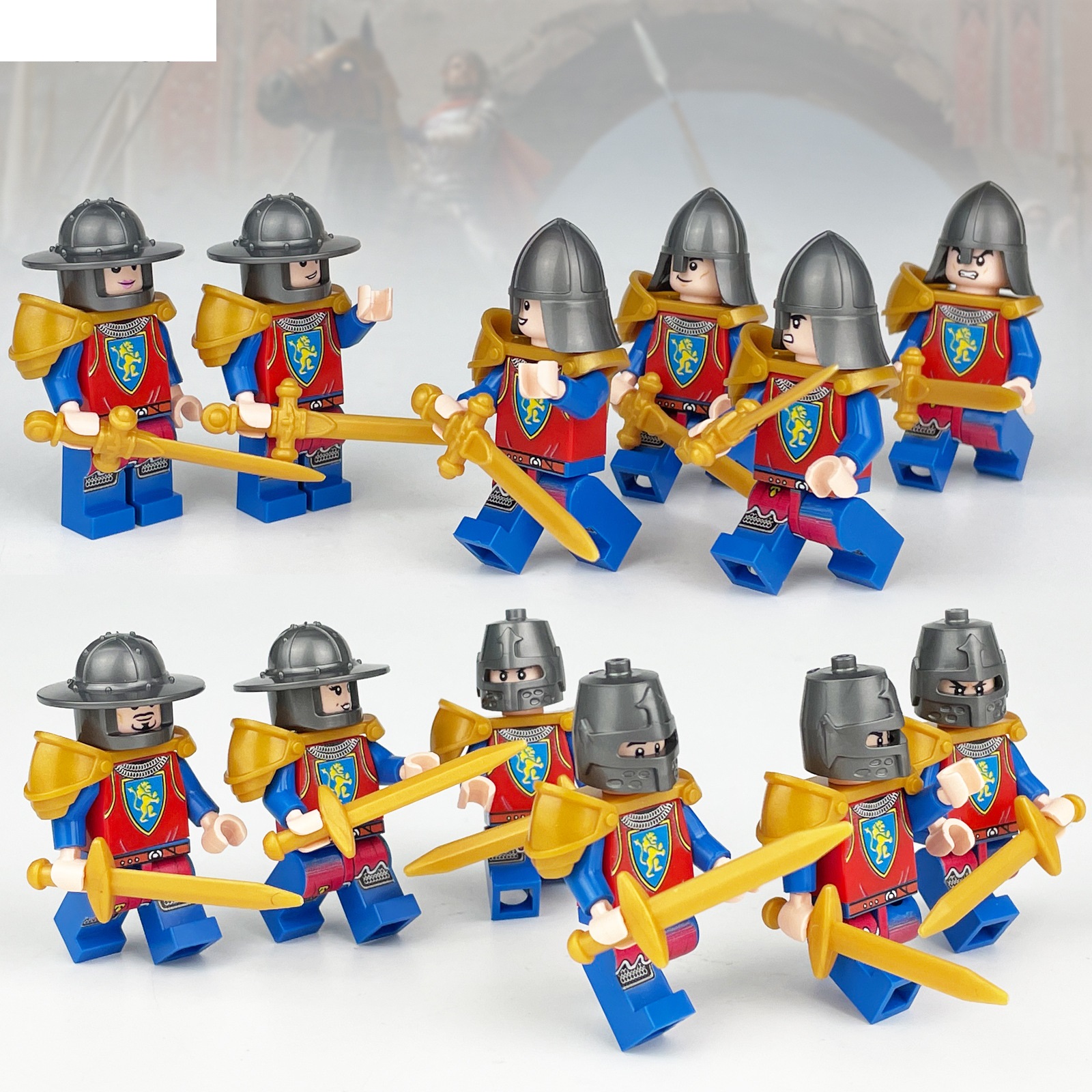Red and Blue Medieval Soldiers Special Forces Minifigure Custom Minifigure Toy Soldiers Army Toys Set for Strategy Games and Collecting