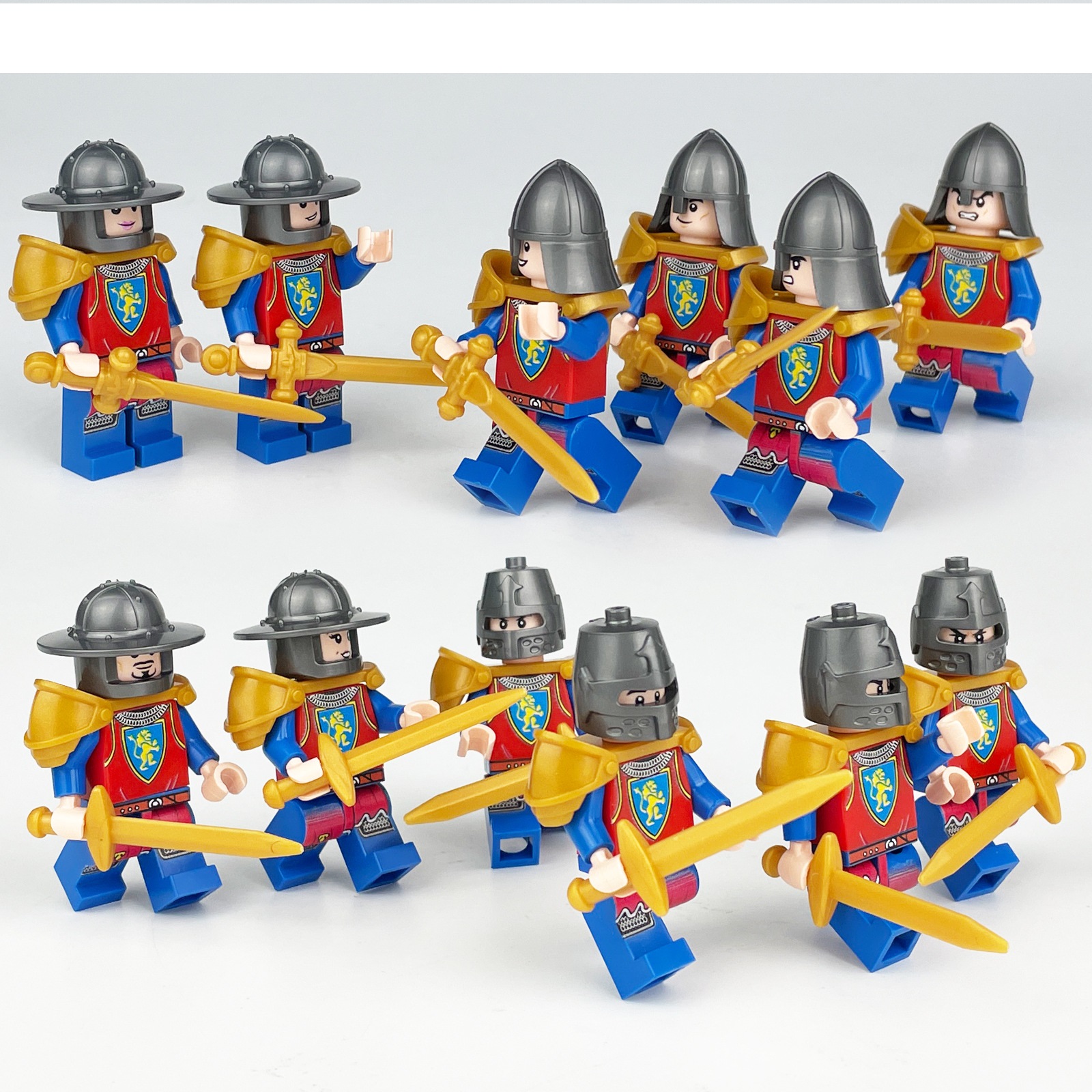 Red and Blue Medieval Soldiers Special Forces Minifigure Custom Minifigure Toy Soldiers Army Toys Set for Strategy Games and Collecting