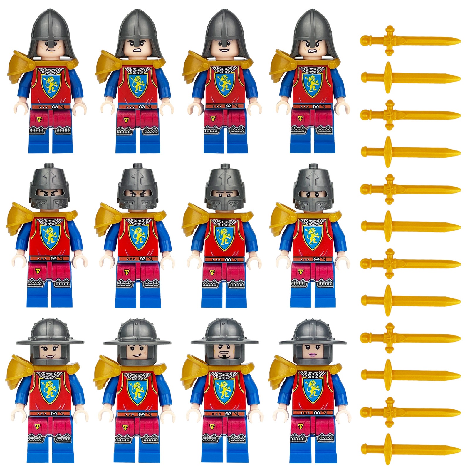 Red and Blue Medieval Soldiers Special Forces Minifigure Custom Minifigure Toy Soldiers Army Toys Set for Strategy Games and Collecting