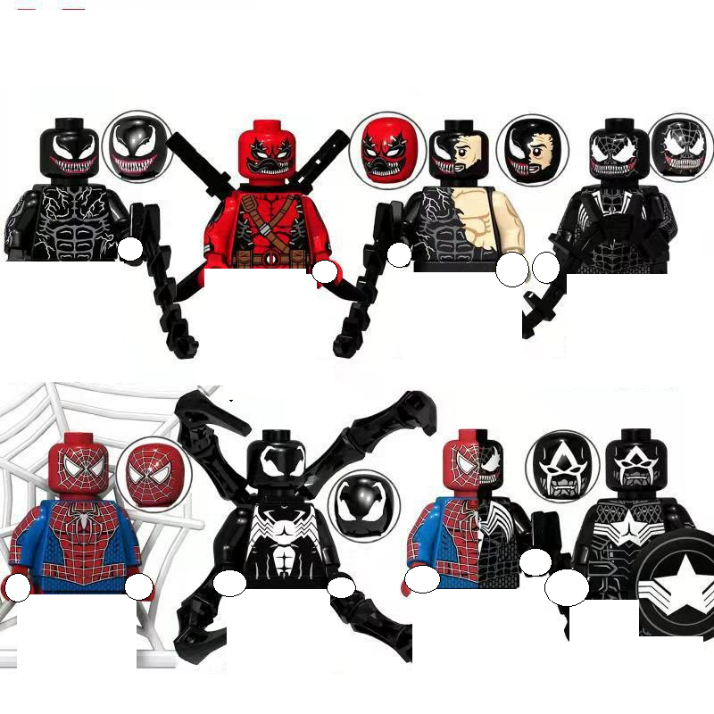 (Style C) Marvel Star Superhero Building Blocks Spider Man Venom Mini Assembled Doll Suitable for Collecting and Children Birthday Gifts