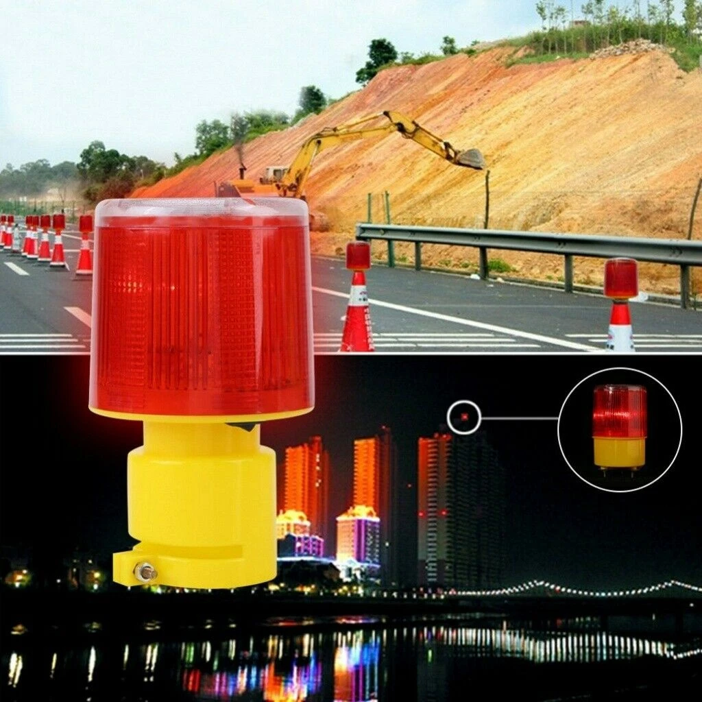 New LED Solar Warning Light Flash Road Barricade Traffic Signal Beacon Lamp