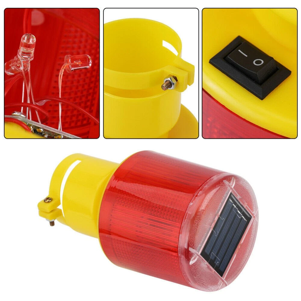 New LED Solar Warning Light Flash Road Barricade Traffic Signal Beacon Lamp