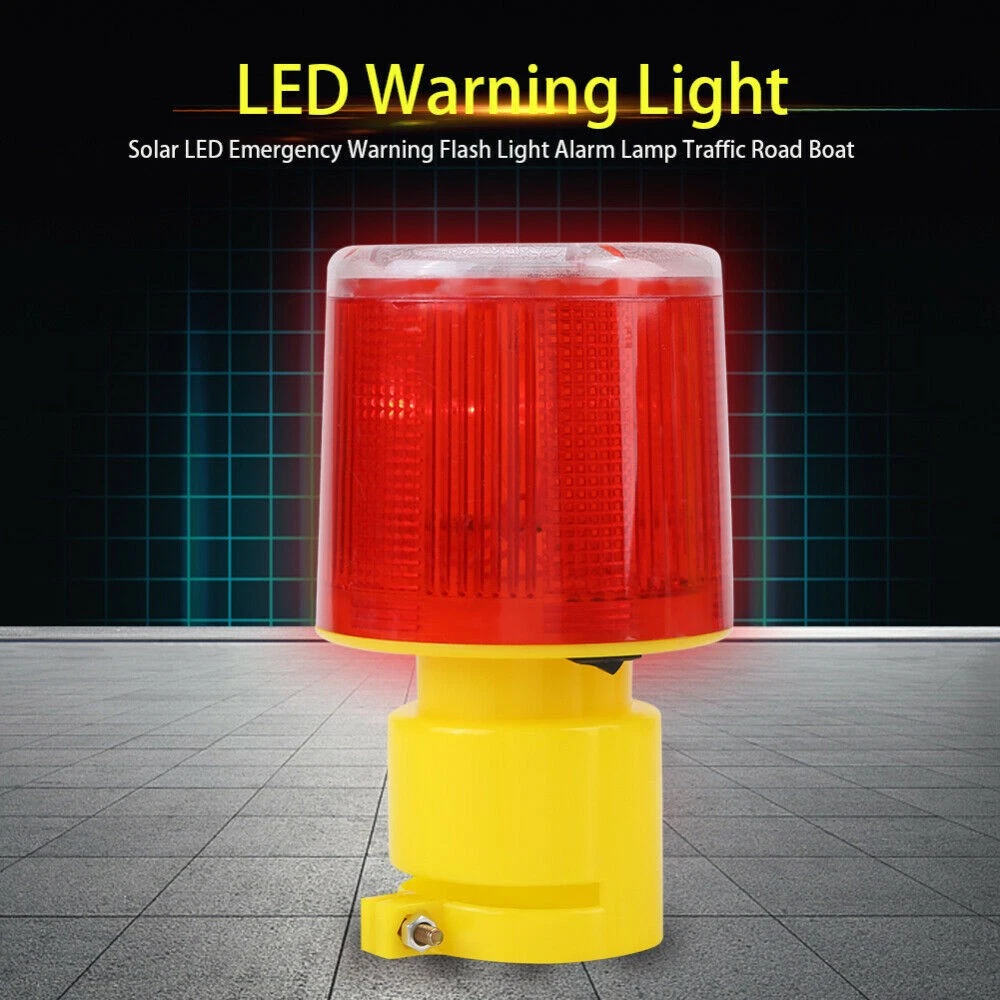 New LED Solar Warning Light Flash Road Barricade Traffic Signal Beacon Lamp