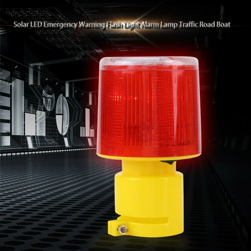 New LED Solar Warning Light Flash Road Barricade Traffic Signal Beacon Lamp