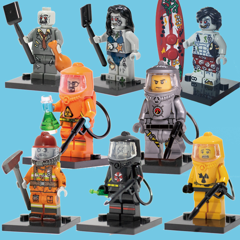 (Style B) Halloween Horror Scene Building Blocks Skeleton Ghost Figures with Urban Street Elements Creative Assembly Toy Gift for Kid