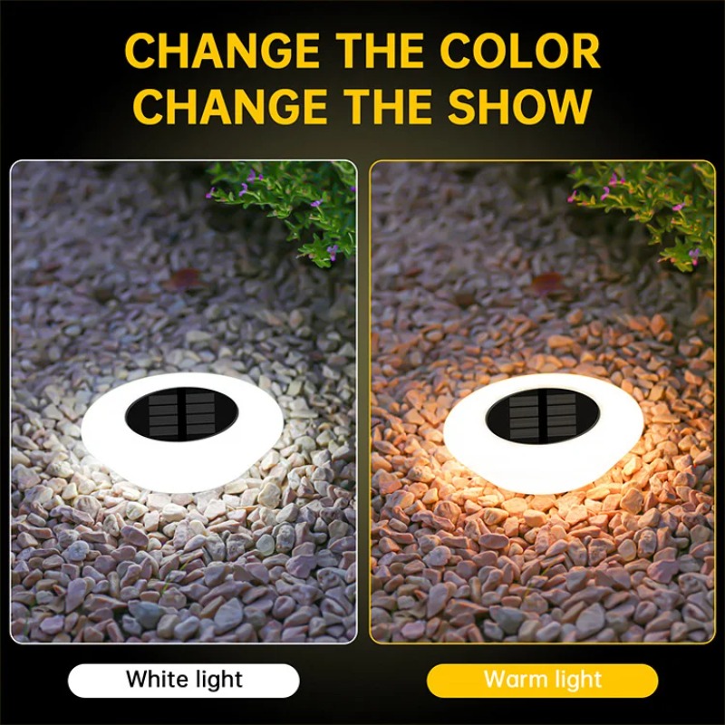 (Warm White) Solar Ground Lights 14LED Waterproof Outdoor Landscape Light LED Lawn Lamp for Garden Pathway Yard Deck Camping Decor 4PCS 