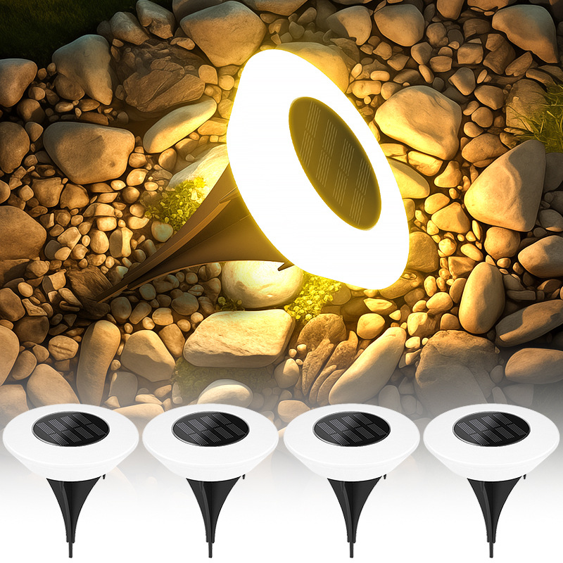 (Warm White) Solar Ground Lights 14LED Waterproof Outdoor Landscape Light LED Lawn Lamp for Garden Pathway Yard Deck Camping Decor 4PCS 