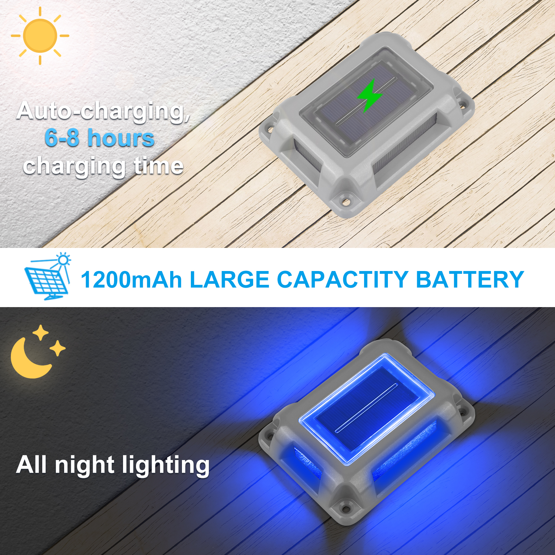 8PCS Blue Light Solar Light Outdoor Solar Street Light Lawn Lamp Garden Decor Buried Stair Lamp Underground Decking Lampy 