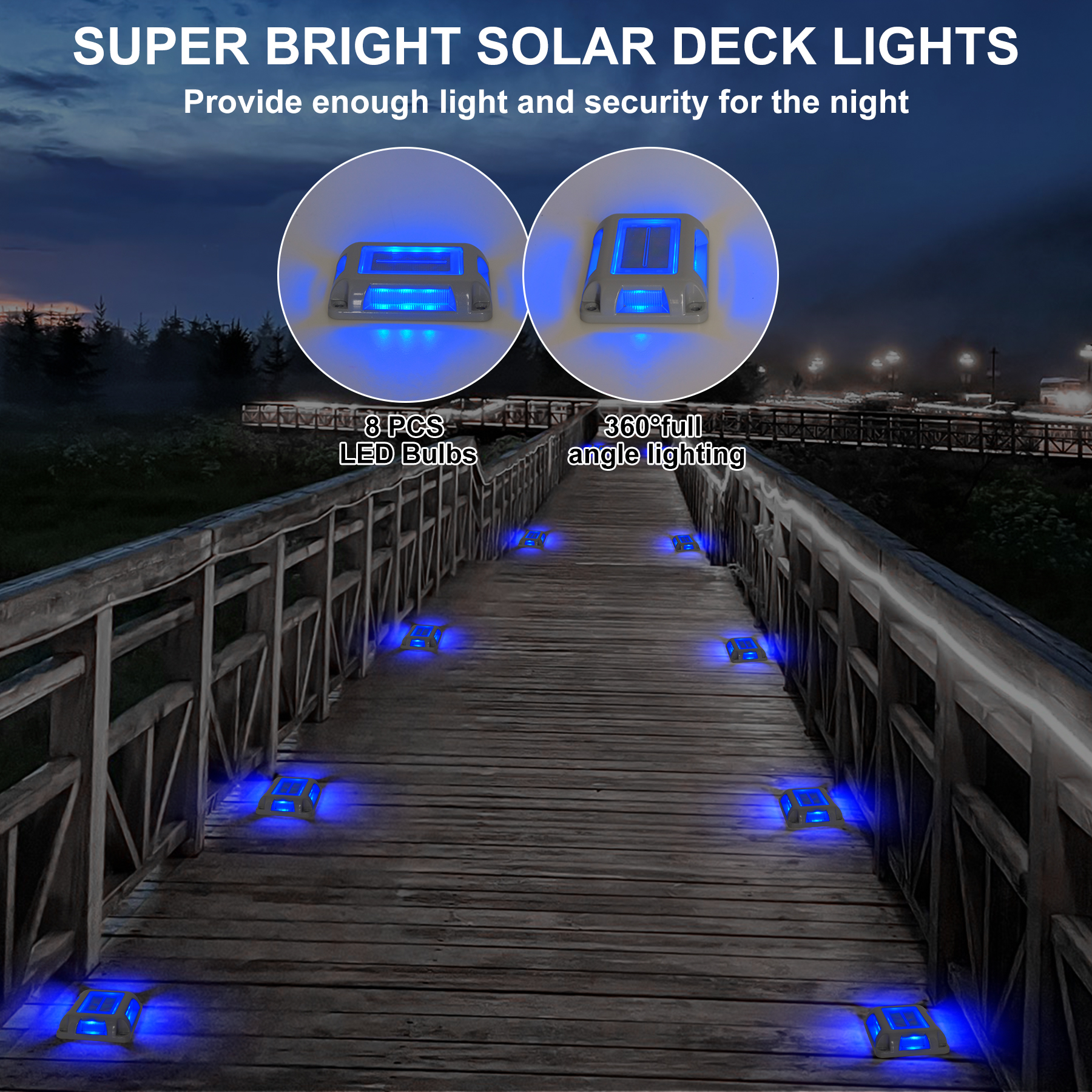 8PCS Blue Light Solar Light Outdoor Solar Street Light Lawn Lamp Garden Decor Buried Stair Lamp Underground Decking Lampy 