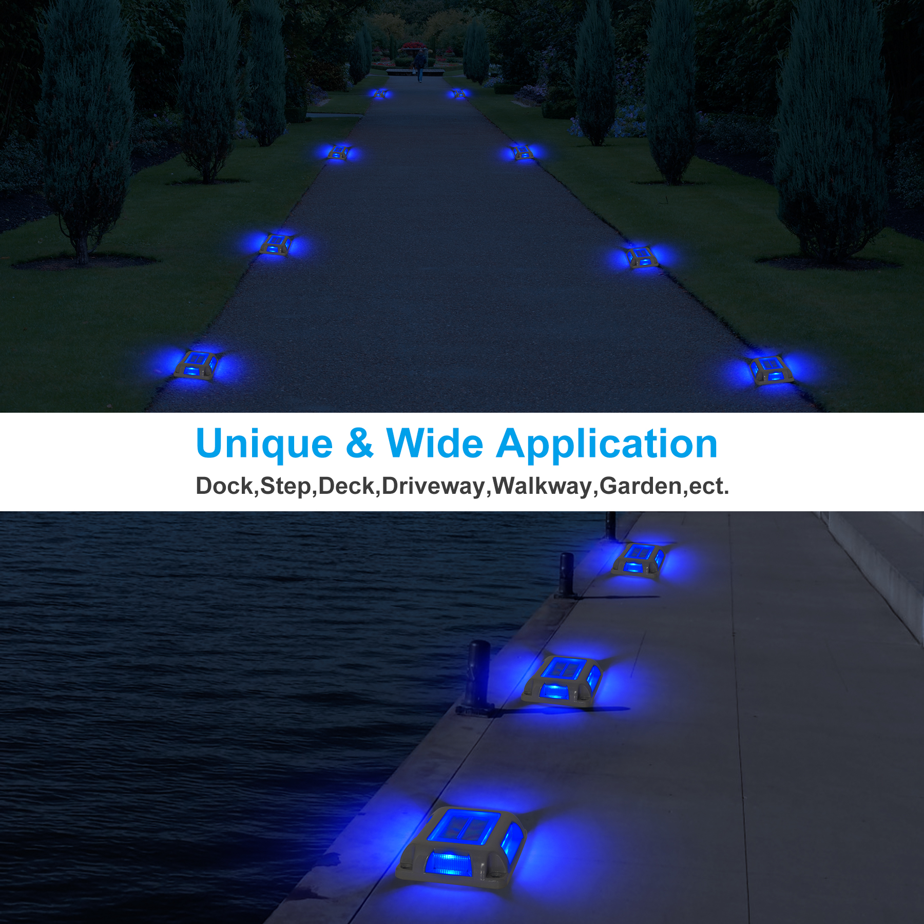 8PCS Blue Light Solar Light Outdoor Solar Street Light Lawn Lamp Garden Decor Buried Stair Lamp Underground Decking Lampy 