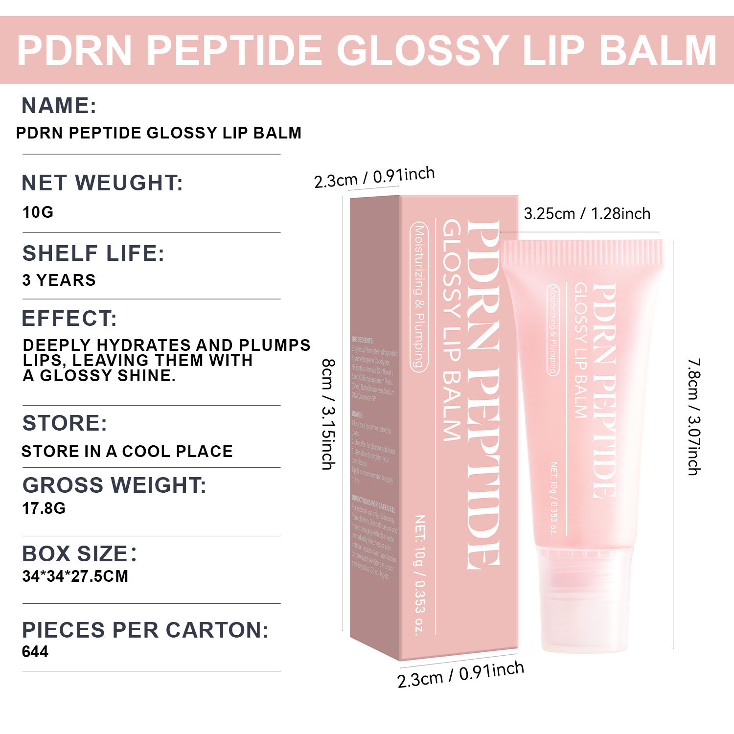 Peptide Jelly Lip Gloss Moisturising Lip Care for Dark Lip Correction Daily Home Use Natural