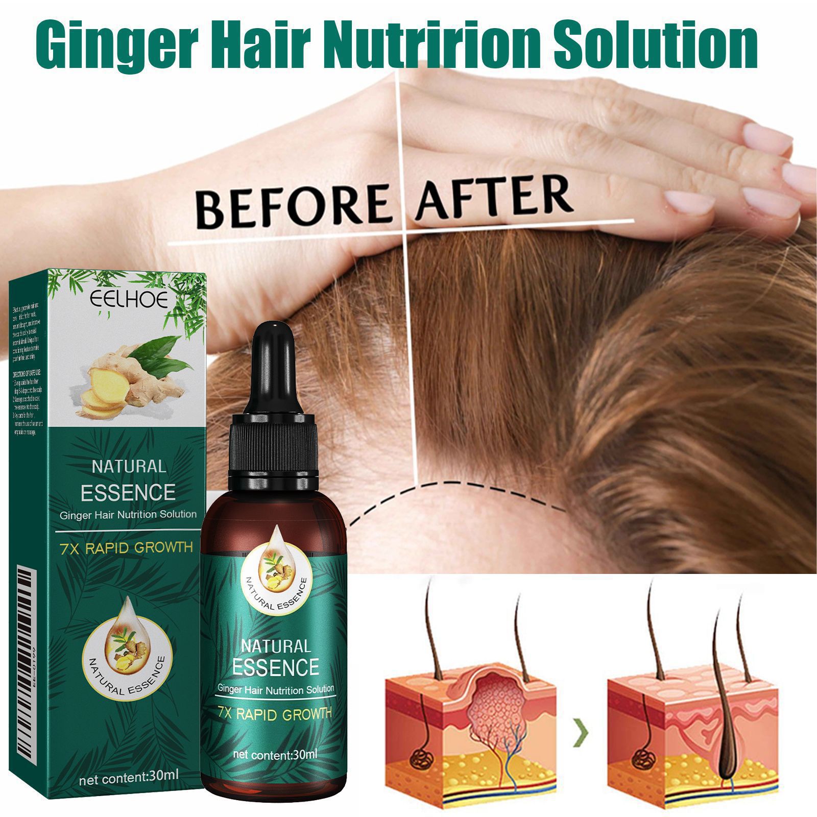 Ginger Hair Oil For Smoothing Shine And Nourishing Dry Damaged Hair Daily Scalp And Strand Treatment