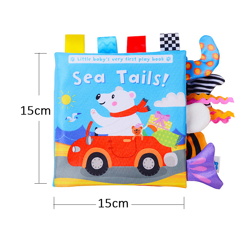 (AE~1005005495148123~  jungle 621) New Baby Toys Cartoon Animals Tail Baby Cloth Book Educational Ringed Paper Cloth Book Toys Enlightenment Baby Toys 0 12 Months