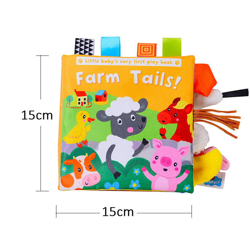 (AE~1005005495148123~  jungle 621) New Baby Toys Cartoon Animals Tail Baby Cloth Book Educational Ringed Paper Cloth Book Toys Enlightenment Baby Toys 0 12 Months