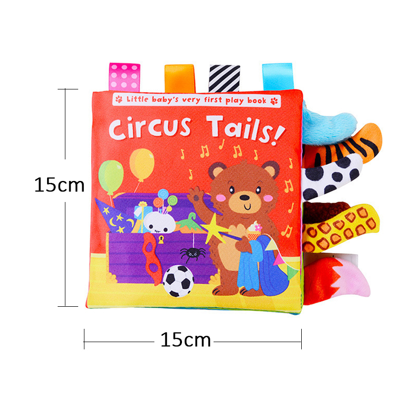 (AE~1005005495148123~  jungle 621) New Baby Toys Cartoon Animals Tail Baby Cloth Book Educational Ringed Paper Cloth Book Toys Enlightenment Baby Toys 0 12 Months