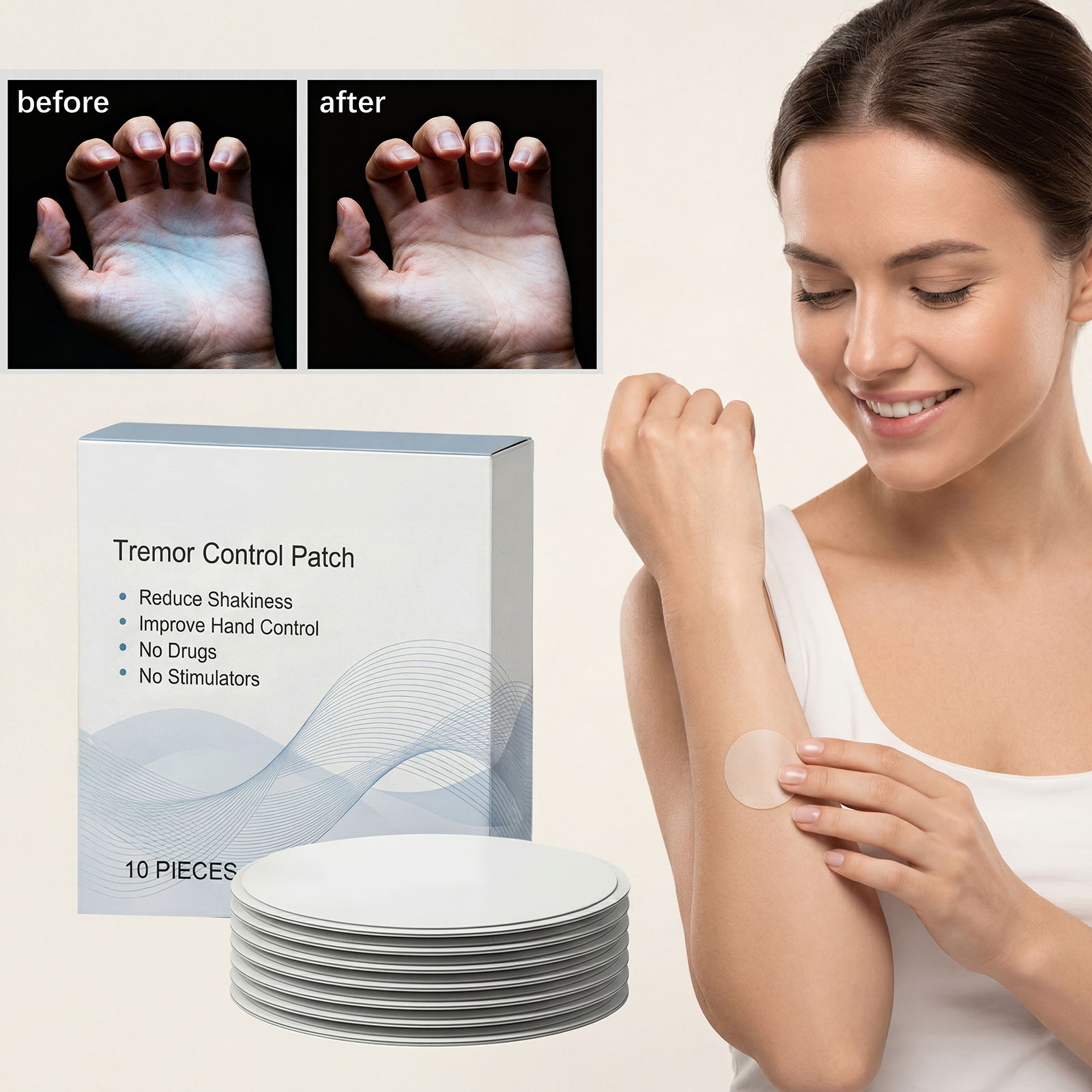 Hand Tremor Care Patch Mild Gentle Refreshing Moisturizing Skin Wrist Arm Joint Lift Move Nourish Protect