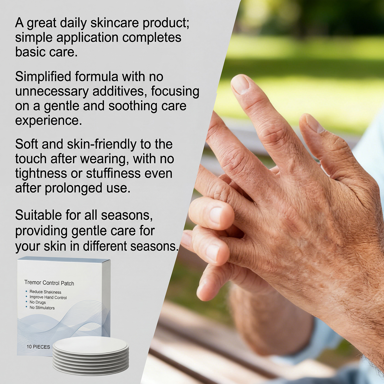 Hand Tremor Care Patch Mild Gentle Refreshing Moisturizing Skin Wrist Arm Joint Lift Move Nourish Protect
