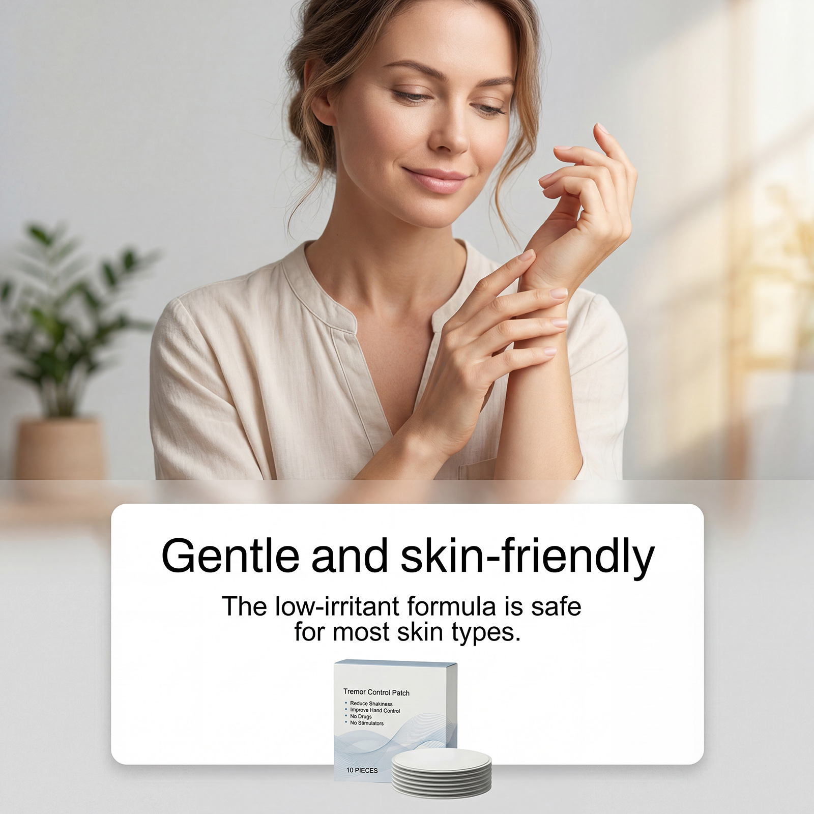 Hand Tremor Care Patch Mild Gentle Refreshing Moisturizing Skin Wrist Arm Joint Lift Move Nourish Protect