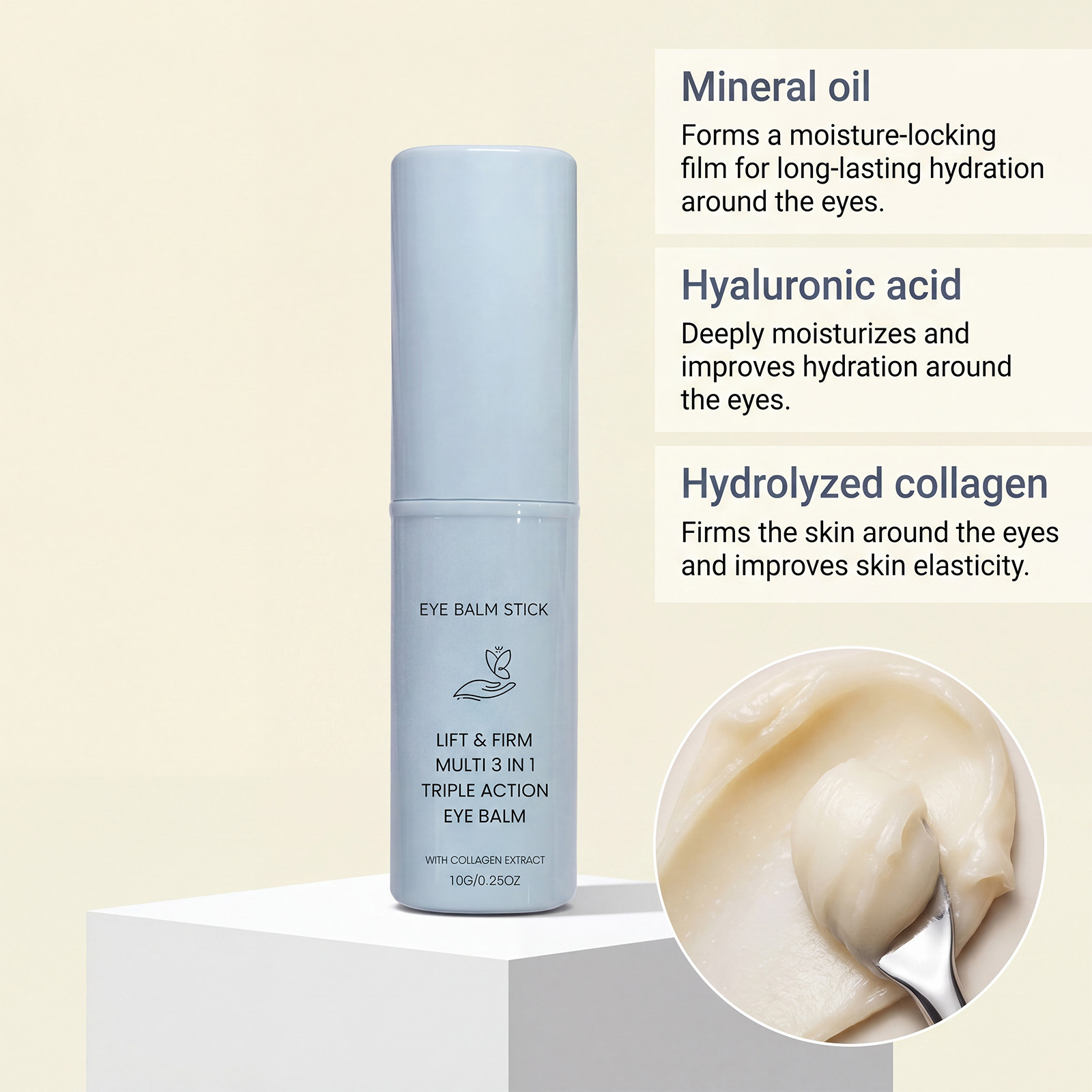 Collagen Eye Cream Stick Hydrating Moisturizing Delicate Care Eye Area Skin Daily Gentle Massage Eye Lotion