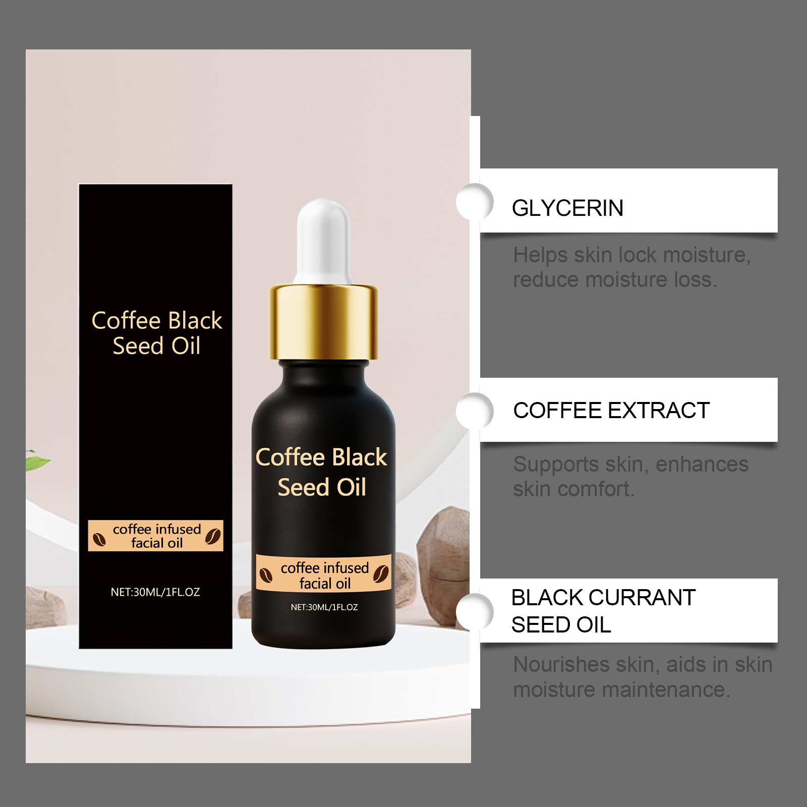 Black Seed Oil Moisturizing Essence Mild Nourishing Soft Delicate Brightening Facial Skin Daily Care Serum