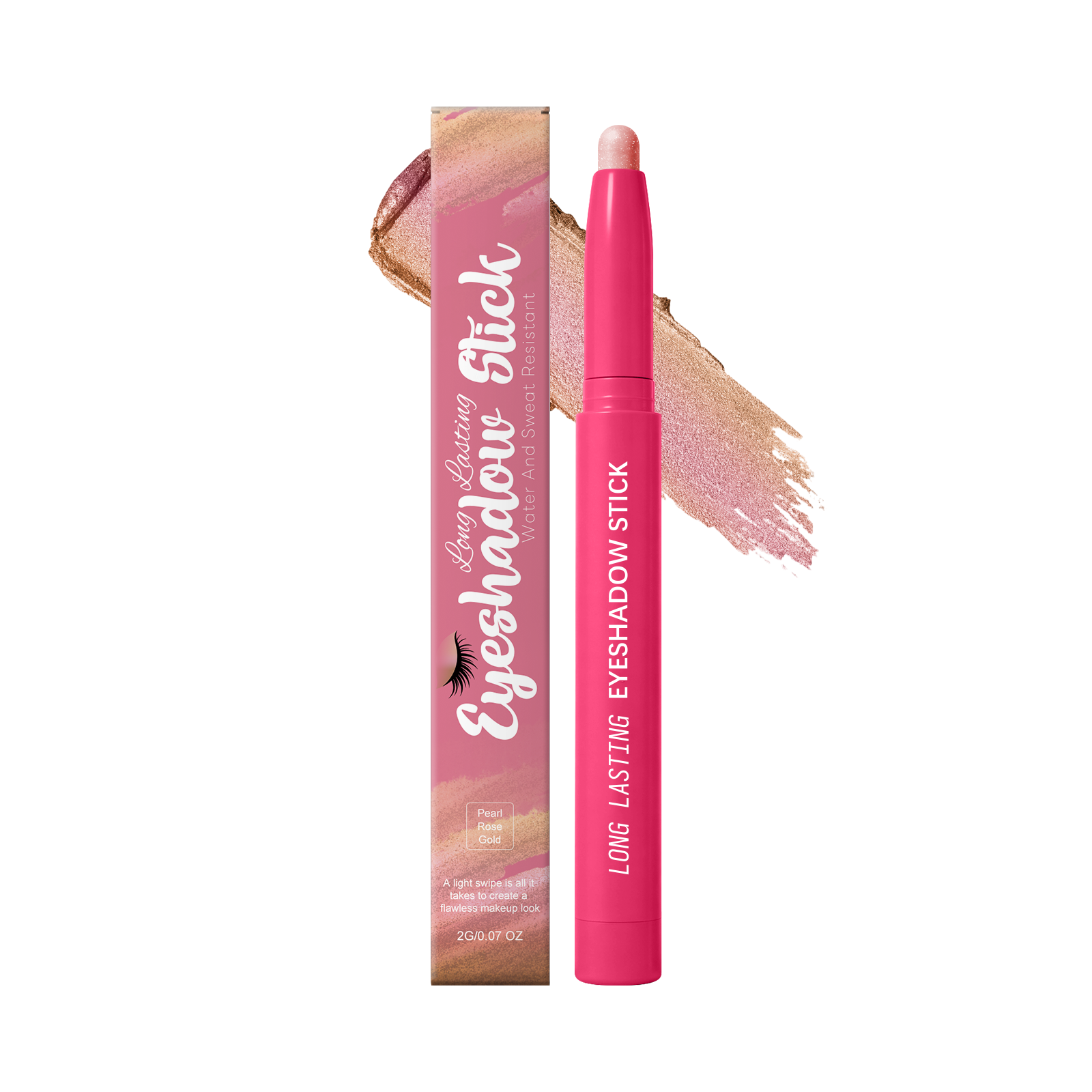 (Rose Gold) Long Lasting Eyeshadow Stick Shimmer Rose Gold Natural Pigmented Silky Smooth Convenient Easy To Use Daily Dating Makeup