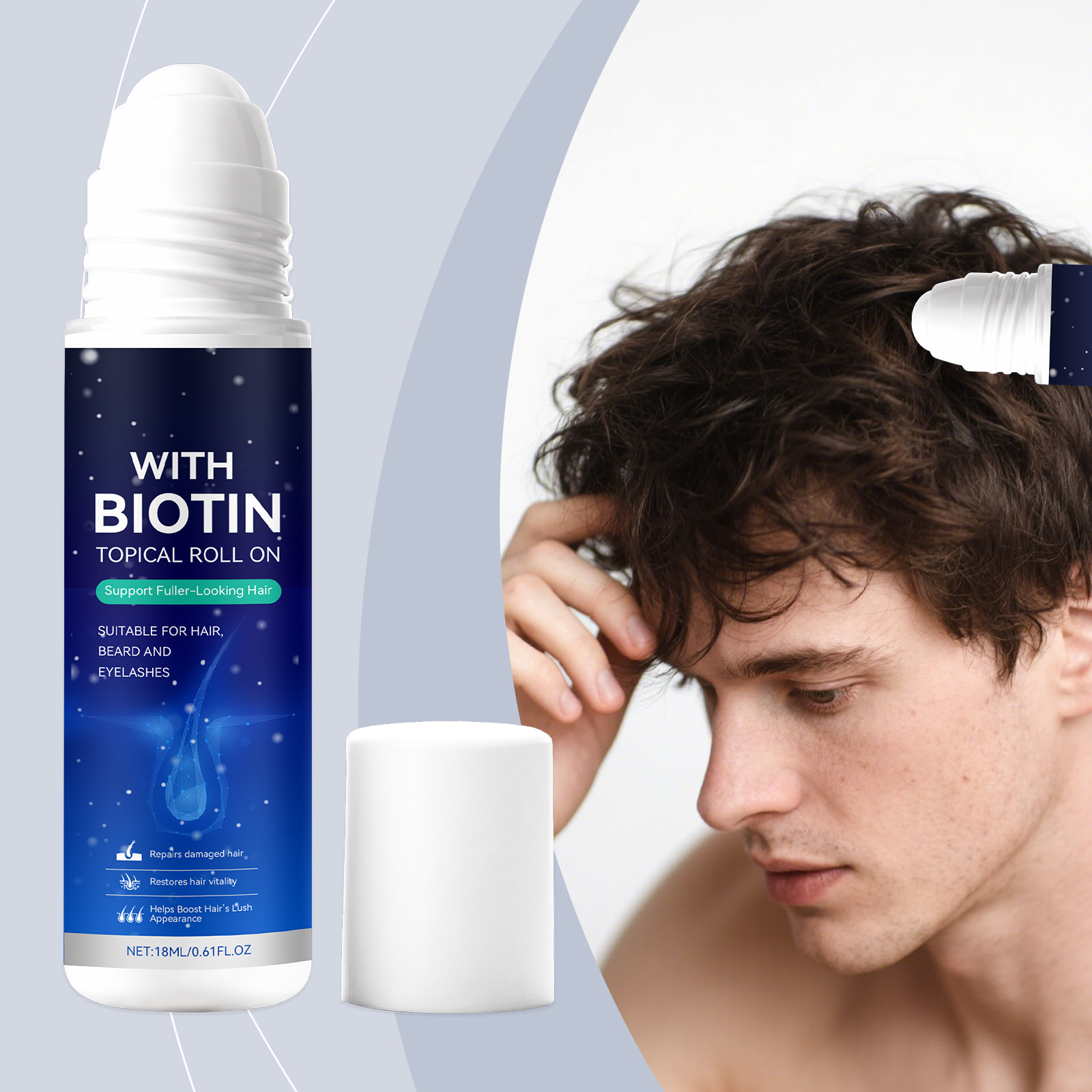 Men Hair Care Roller Ball Moisturizing Refreshing Mild Nourishing Smooth Portable For Hair Styling Daily Use