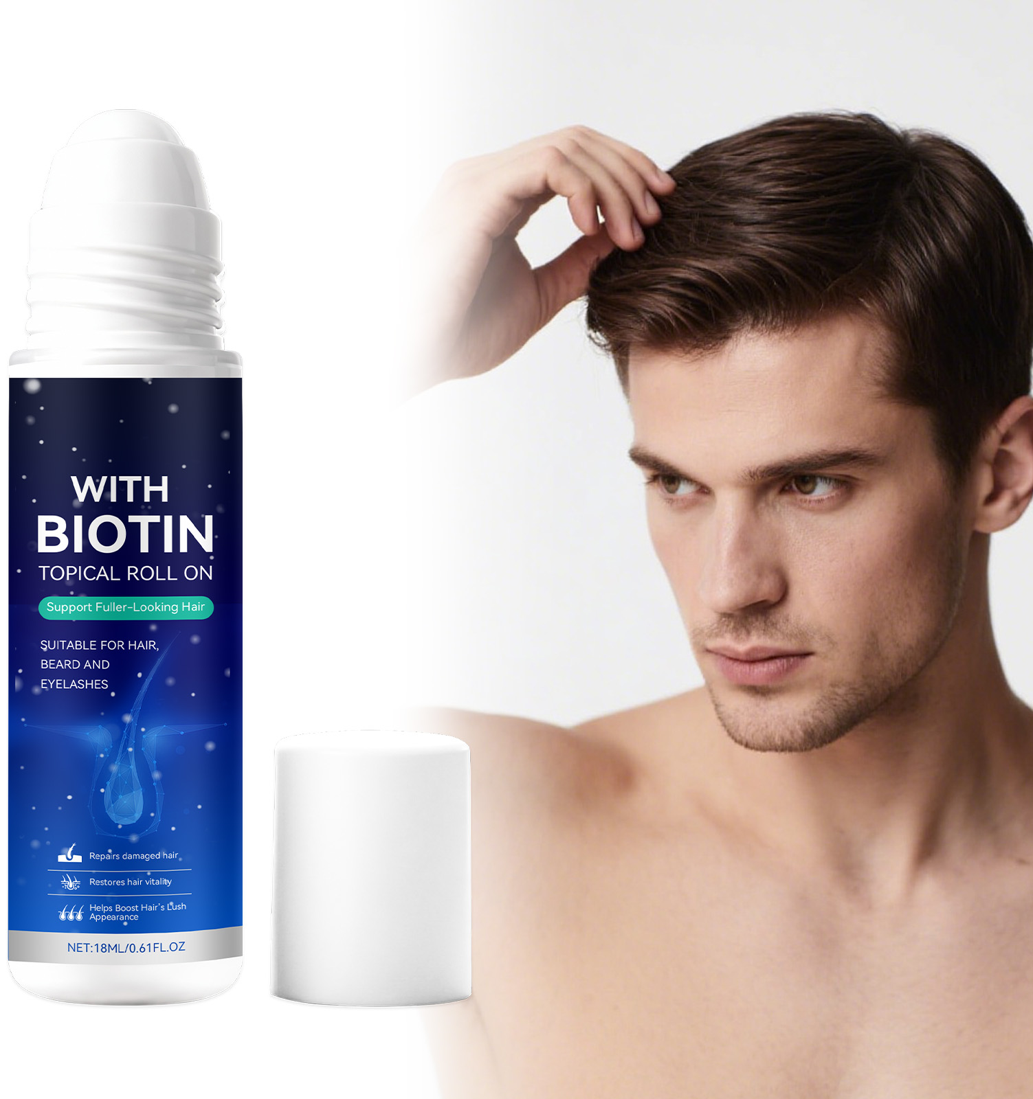 Men Hair Care Roller Ball Moisturizing Refreshing Mild Nourishing Smooth Portable For Hair Styling Daily Use