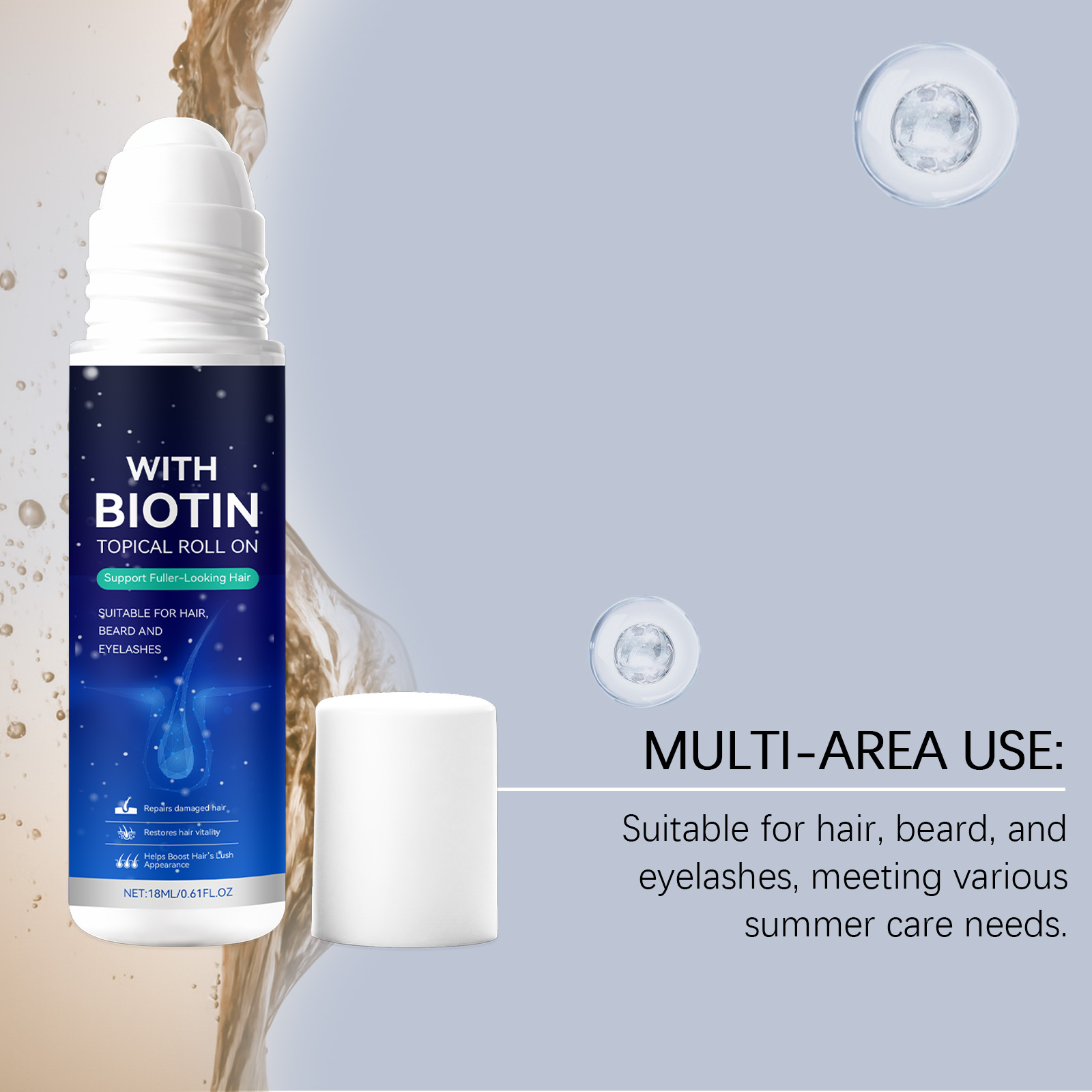 Men Hair Care Roller Ball Moisturizing Refreshing Mild Nourishing Smooth Portable For Hair Styling Daily Use