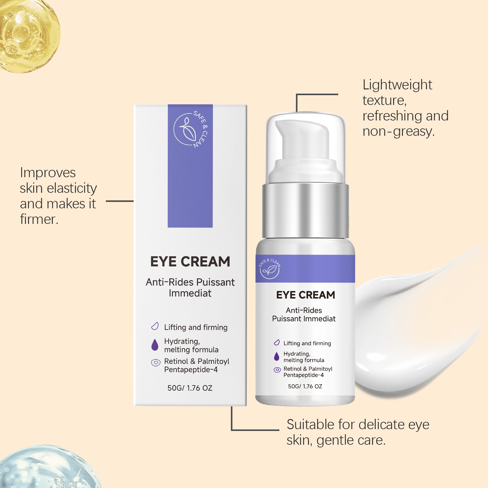 Retinol Moisturizing Eye Cream Mild Hydrating Nourishing Soft Care For Around Eye Skin Delicate