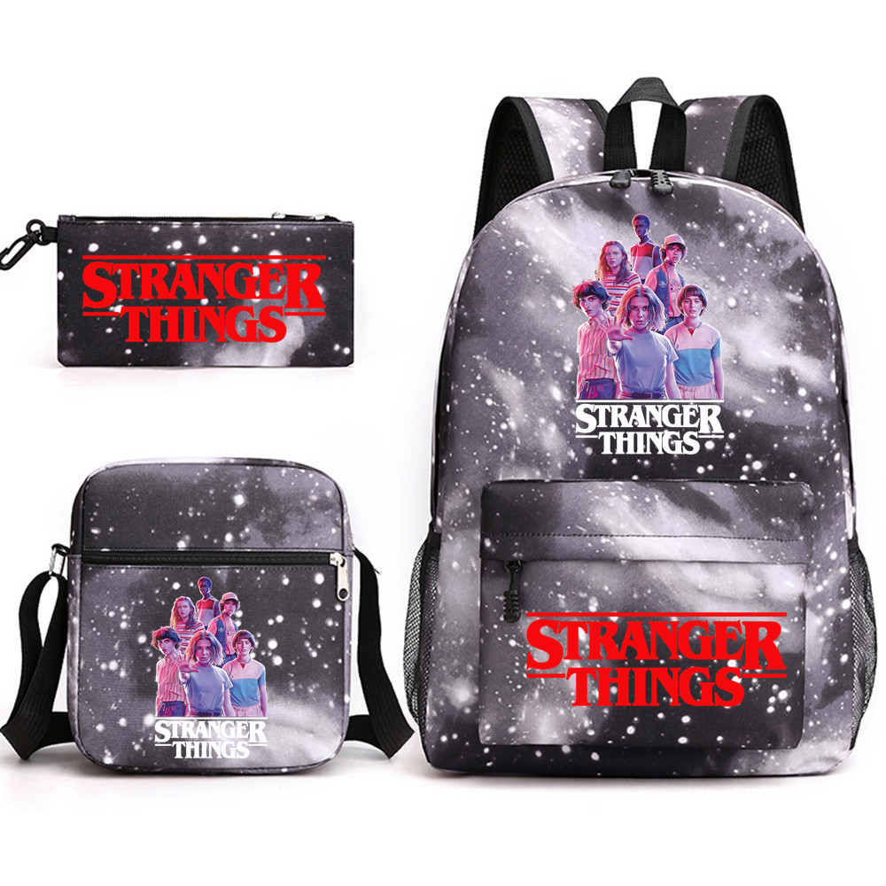 (F) Stranger Things Backpack 3Pcs Student School Bag