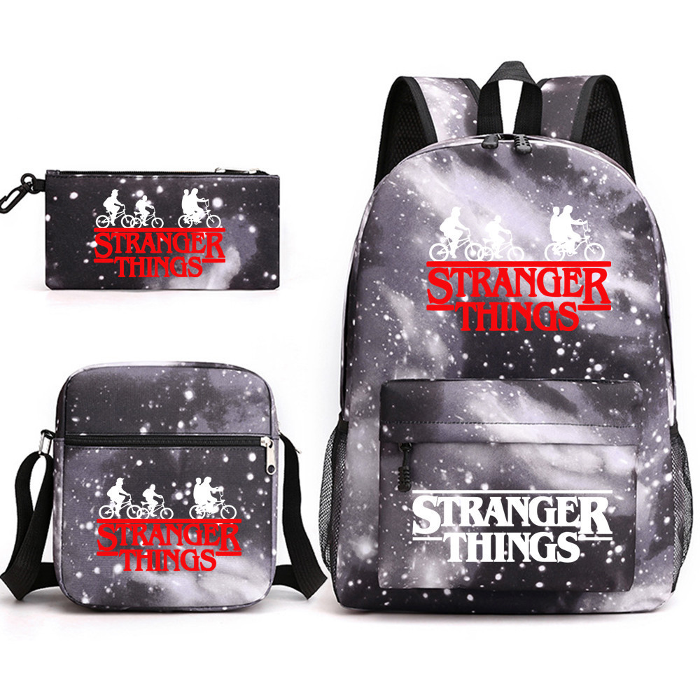 (F) Stranger Things Backpack 3Pcs Student School Bag