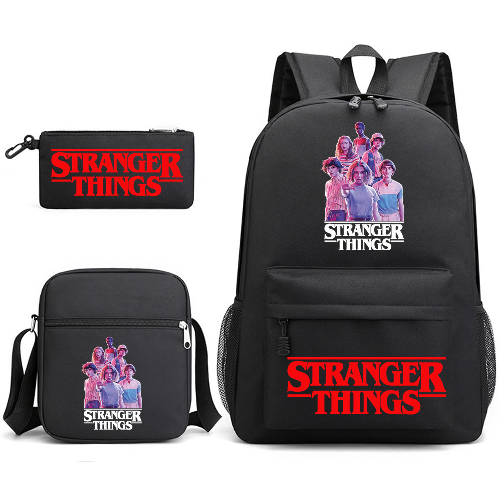 (F) Stranger Things Backpack 3Pcs Student School Bag