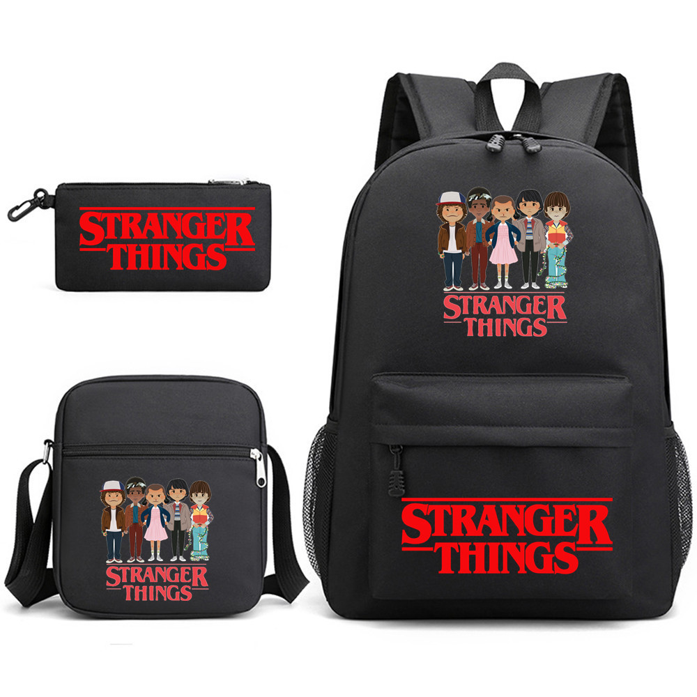 (F) Stranger Things Backpack 3Pcs Student School Bag