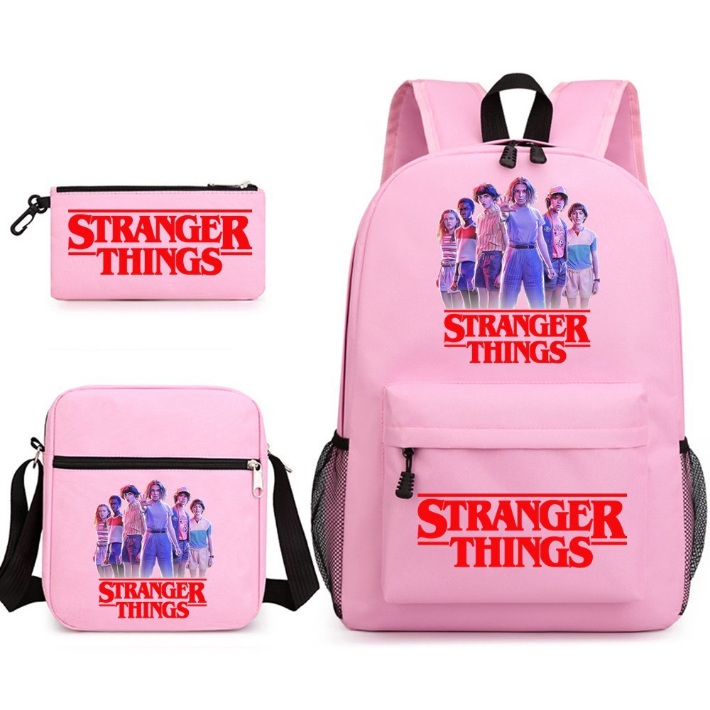 (F) Stranger Things Backpack 3Pcs Student School Bag