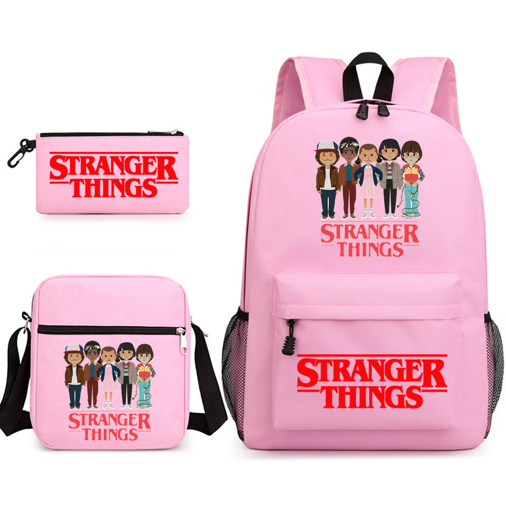 (F) Stranger Things Backpack 3Pcs Student School Bag