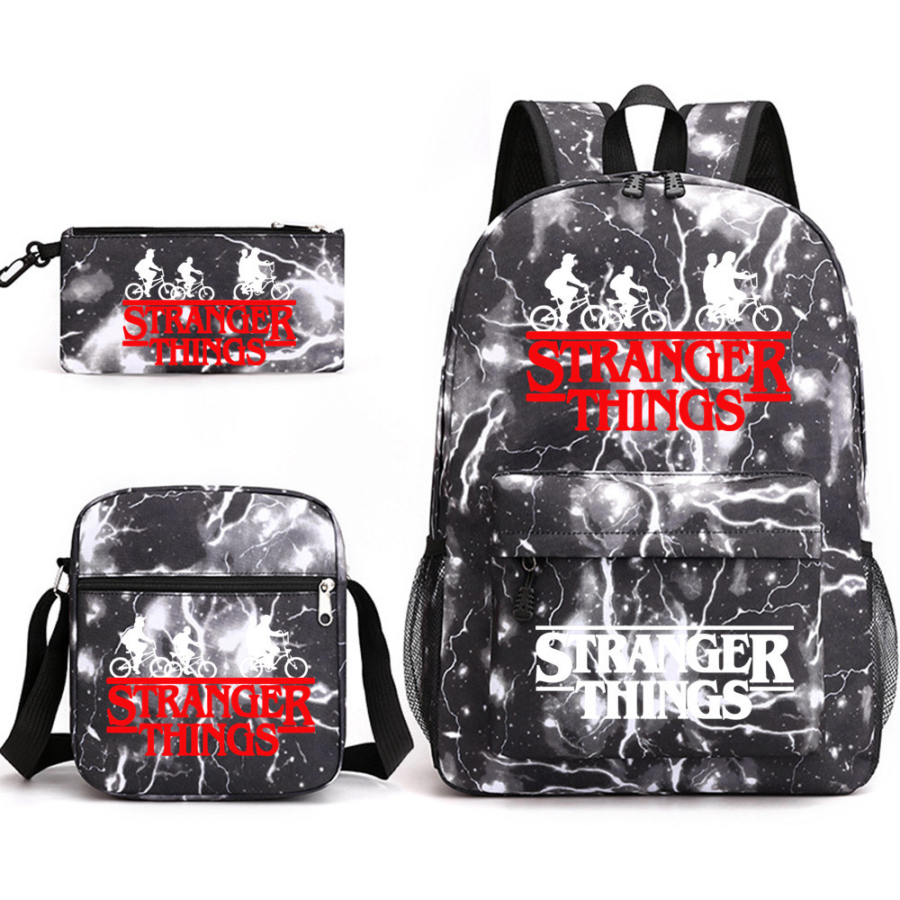 (F) Stranger Things Backpack 3Pcs Student School Bag
