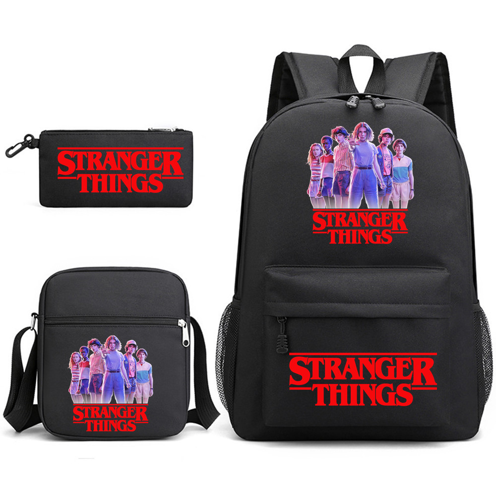(F) Stranger Things Backpack 3Pcs Student School Bag