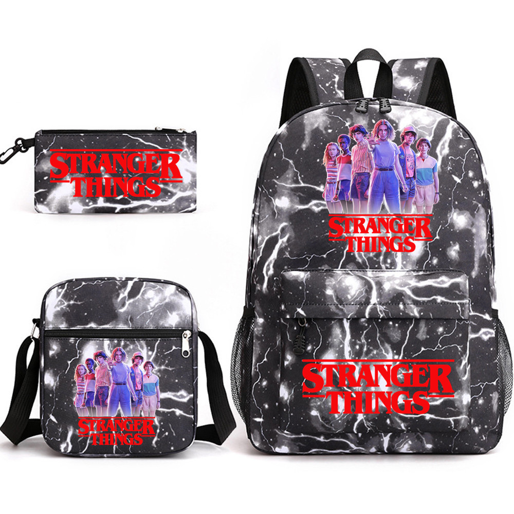 (F) Stranger Things Backpack 3Pcs Student School Bag