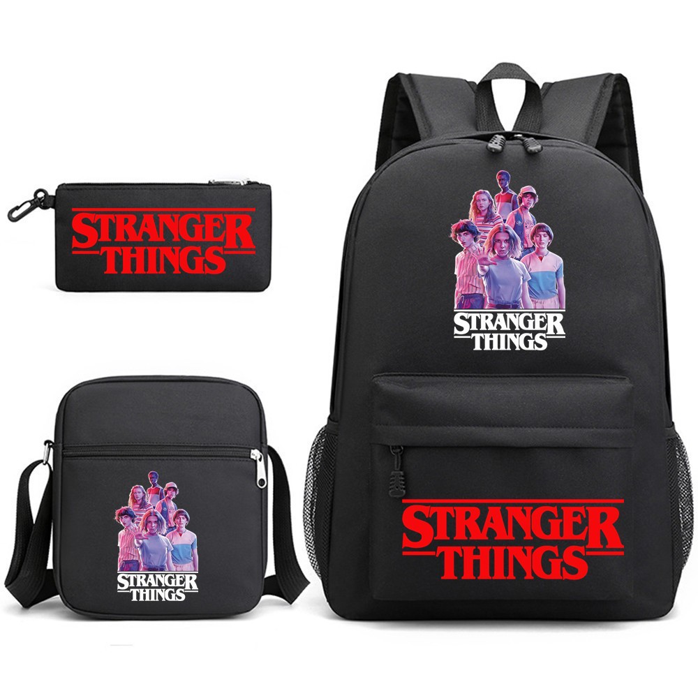(F) Stranger Things Backpack 3Pcs Student School Bag