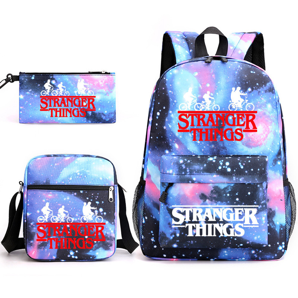 (F) Stranger Things Backpack 3Pcs Student School Bag